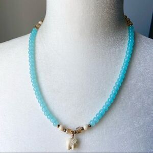 Elephant charm beaded stretch necklace